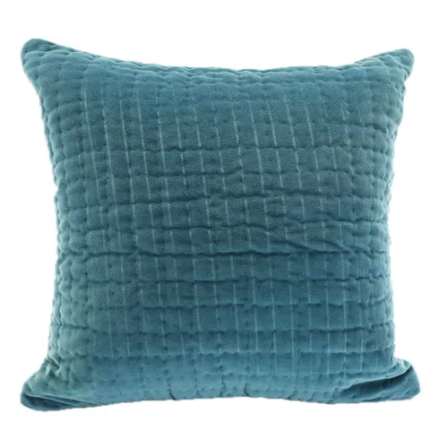 Green Teal Velvet Quilted Throw Pillow