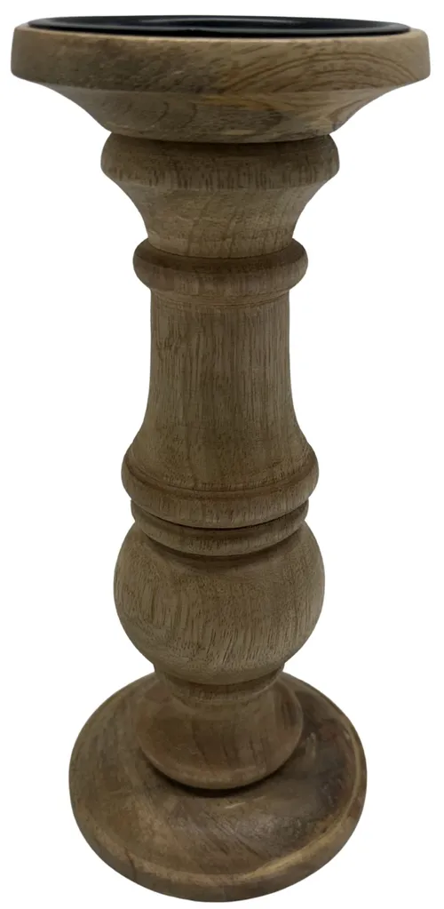 Natural Wood Pillar Candle Holder - Large