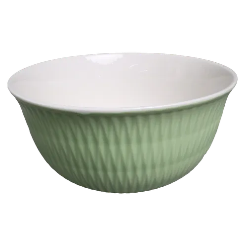 Sage Green Diamond Pinstripe Ceramic Mixing Bowl