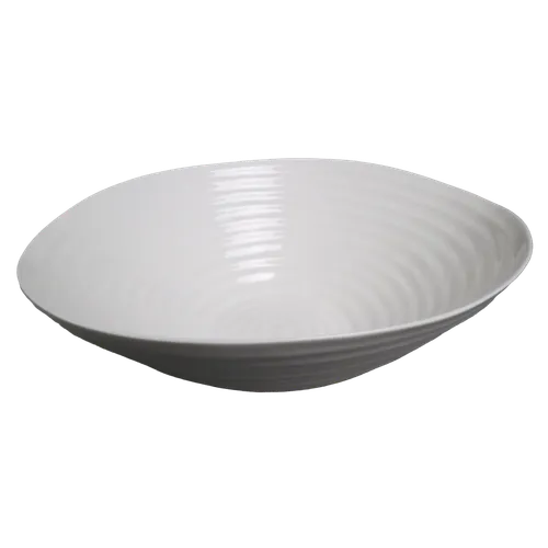 White Rippled Ceramic Serving Bowl