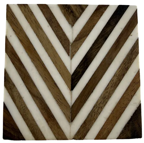 Square Wood & Resin Chevron Coaster