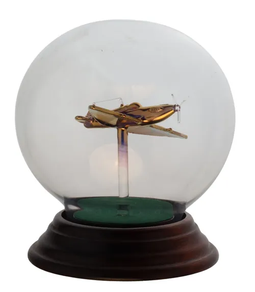 Glass  Orb Dome With Gold Airplane