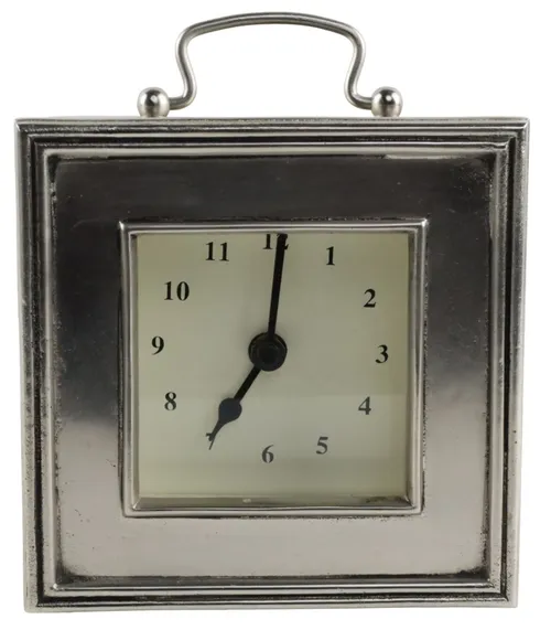 Silver Clock With Handle