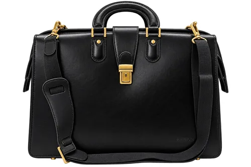 Black Leather Briefcase / Doctor-style Business Bag