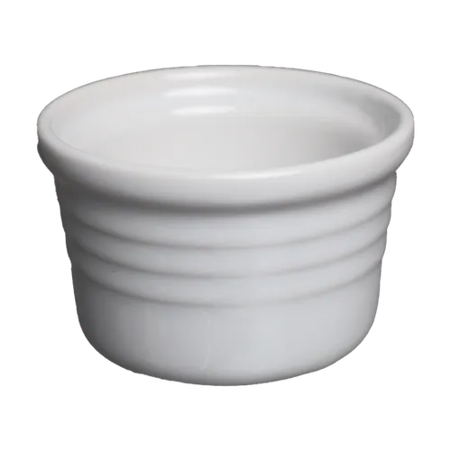 White Ribbed Lines Ceramic Ramekin