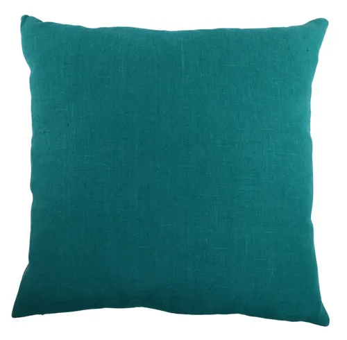 Teal Green Linen Throw Pillow