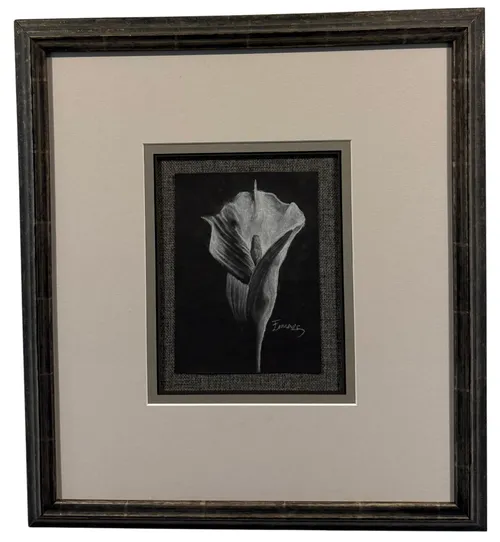 Black & White Calla Lily In Silver Frame