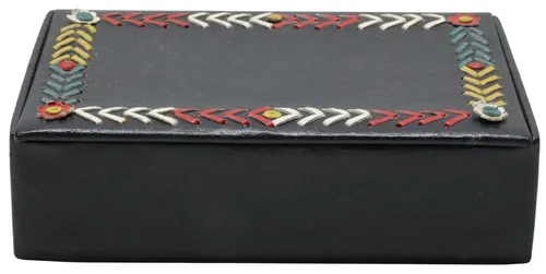 Black Leather Box With Colourful Stitching