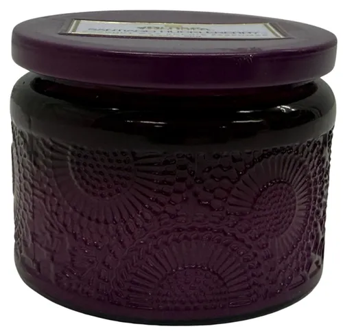Deep Purple Embossed Glass Jar Candle