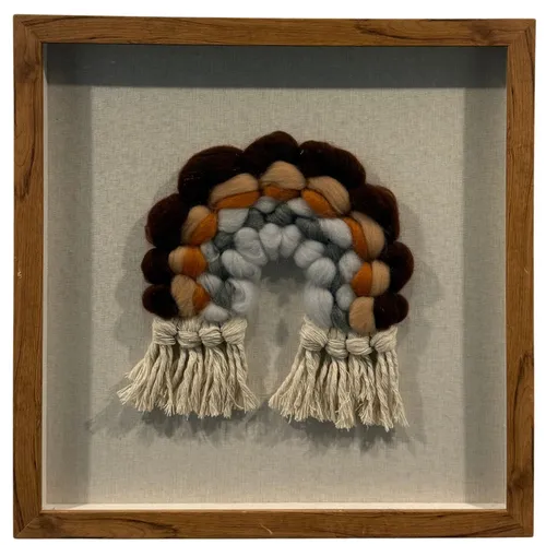 Textured Wool Rainbow In Wood Shadowbox Frame
