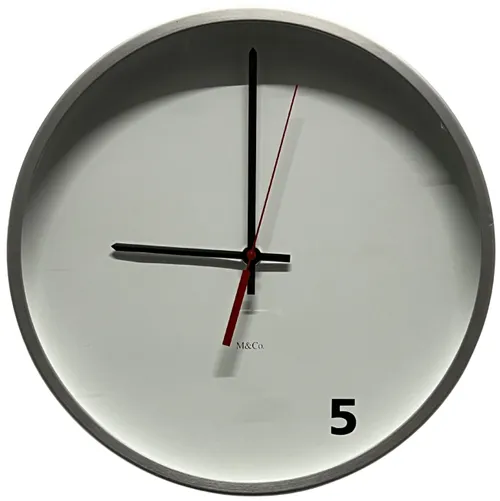 Silver & White 5 Wall Clock