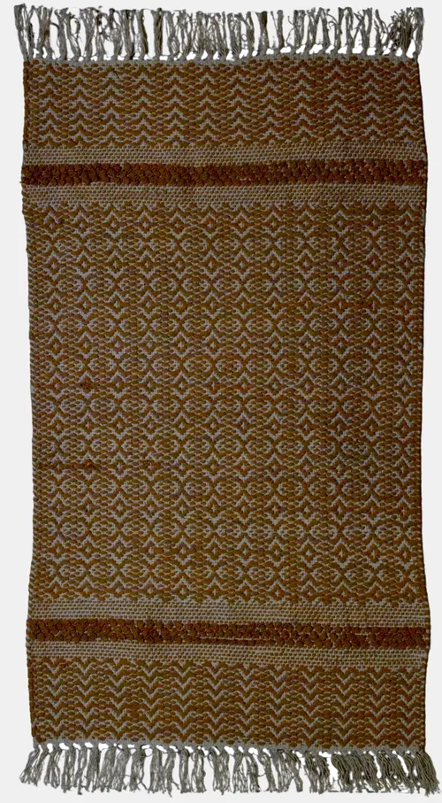 Beige & Orange Entry Mat Rug With Tassels 2'2
