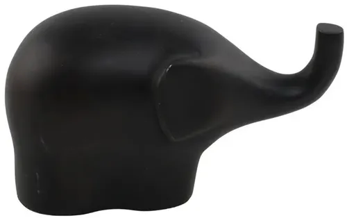 Matte Black Ceramic Elephant
