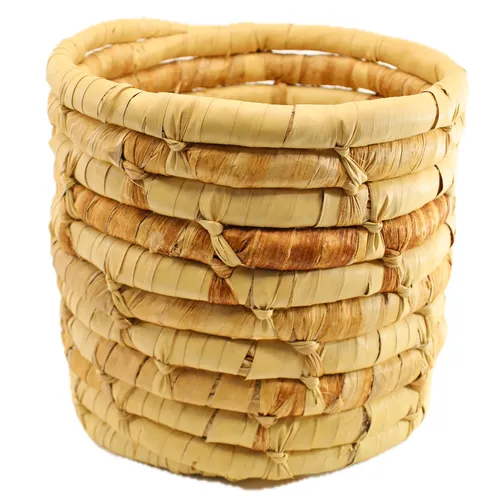 Dried Palm Leaf Wrapped Plant Pot