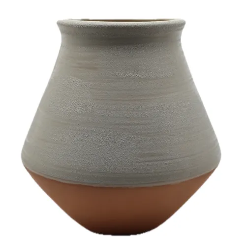 Grey Glaze & Terra-Cotta Vase