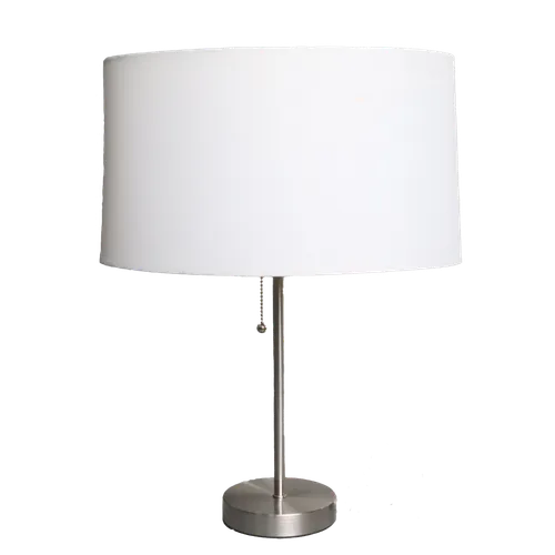 Brushed Chrome Single Stem Table Lamp With Oval Shade