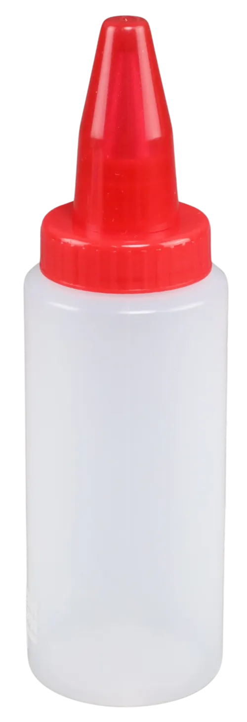 Clear Icing Bottle With Piping Tip & Red Cap