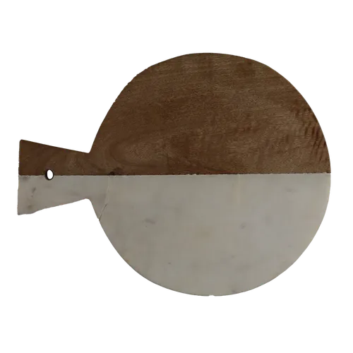 Half Marble / Half Wood Round Cutting Board