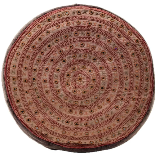 Velvet Plum With Mirrored Tiles Embroidered Bohemian Throw Pillow