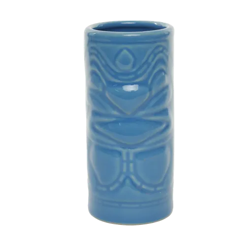 Blue Ceramic Tiki Glass With Happy Face