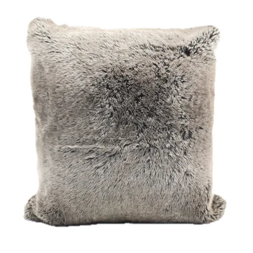Wenge Grey Faux Fur Throw Pillow