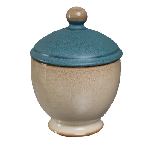 Beige Sand & Sea Blue Sugar Bowl With Lid