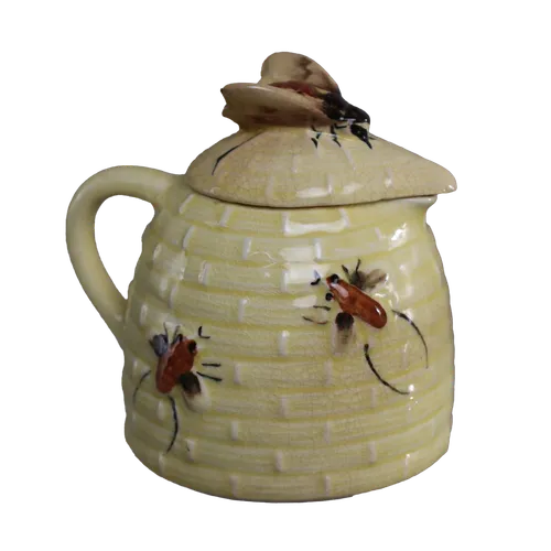 Pale Yellow Beehive Honey Pot