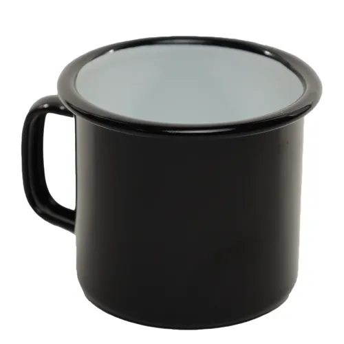 Black With White Interior Tin Enamel Camping Mug