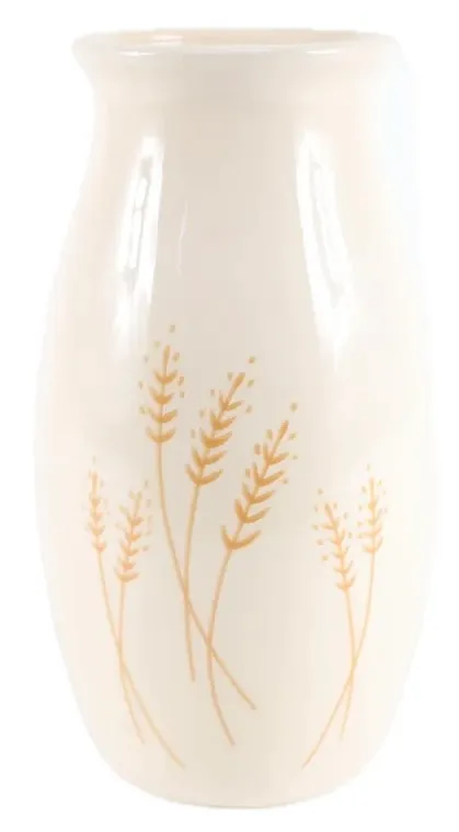 Wheat Motif On Cream Ceramic Vase