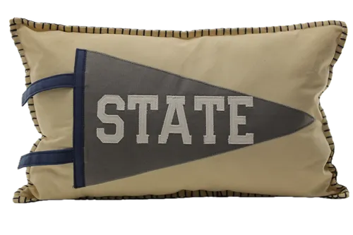 Beige & Blue State Pennant Throw Pillow