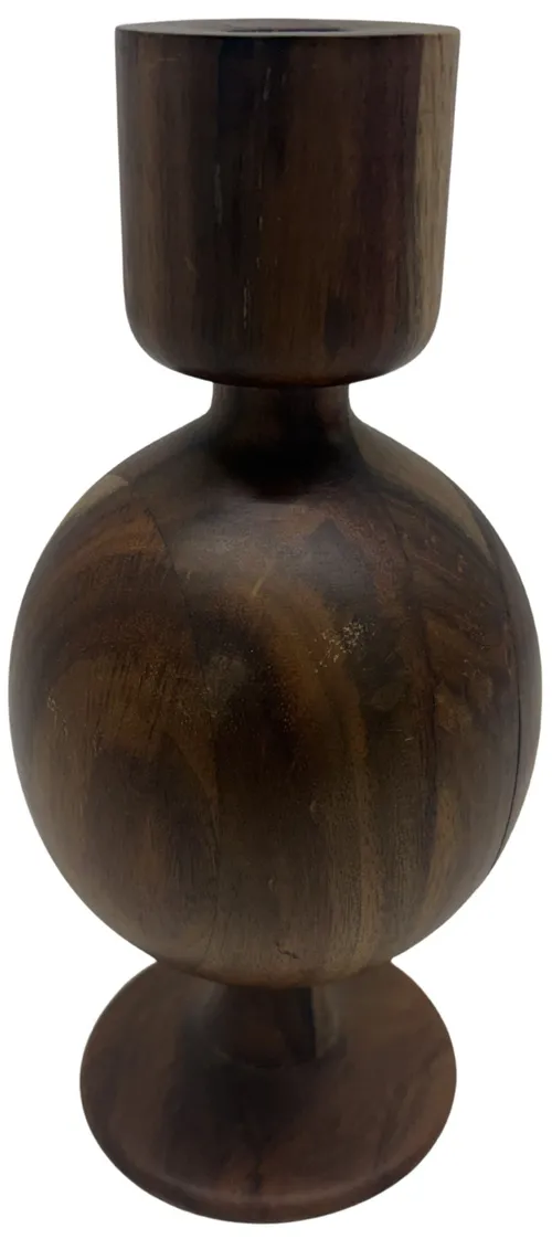 Dark Mango Wood Ball Candle Holder