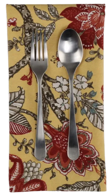 Gold With Burgundy Flowers Napkin