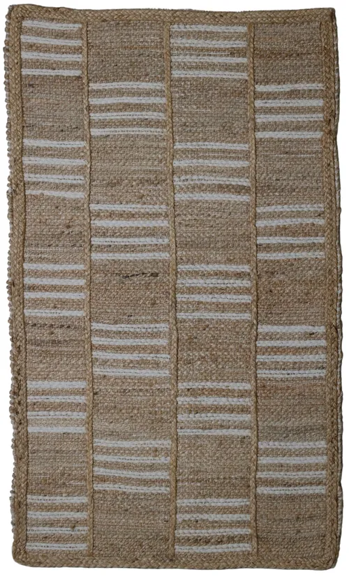 Natural Jute & White Entry Mat Rug 2'3