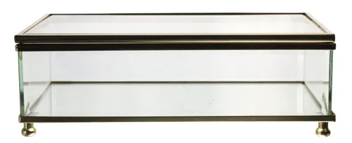 Clear Glass Display Box With Brass Trim & Feet