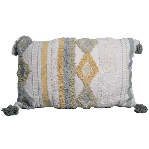 Bohemian Off White / Taupe / Sunflower / Blue Throw Pillow