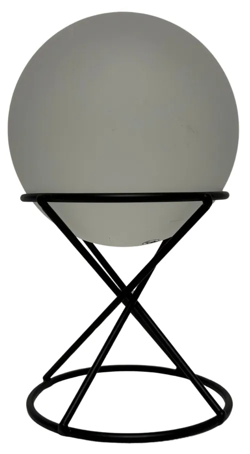 Frosted Glass Ball On Black Wire Stand