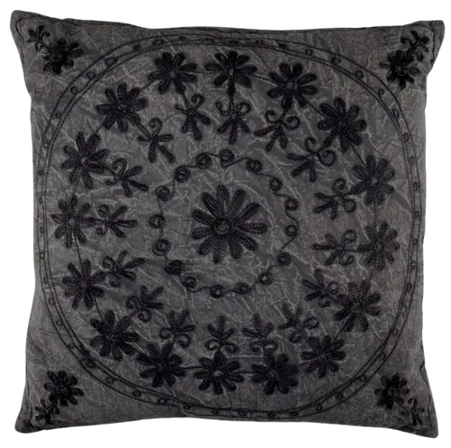 Black & Charcoal Bohemian Throw Pillow