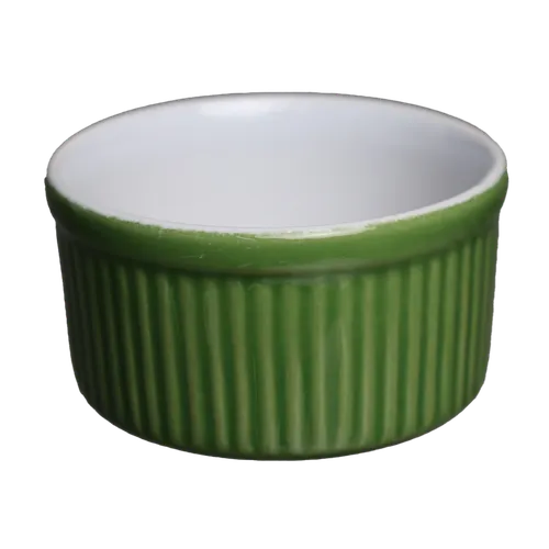 Forest Green Vertical Stripe Ceramic Ramekin