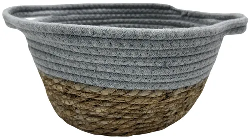 Grey & Seagrass Woven Storage Basket
