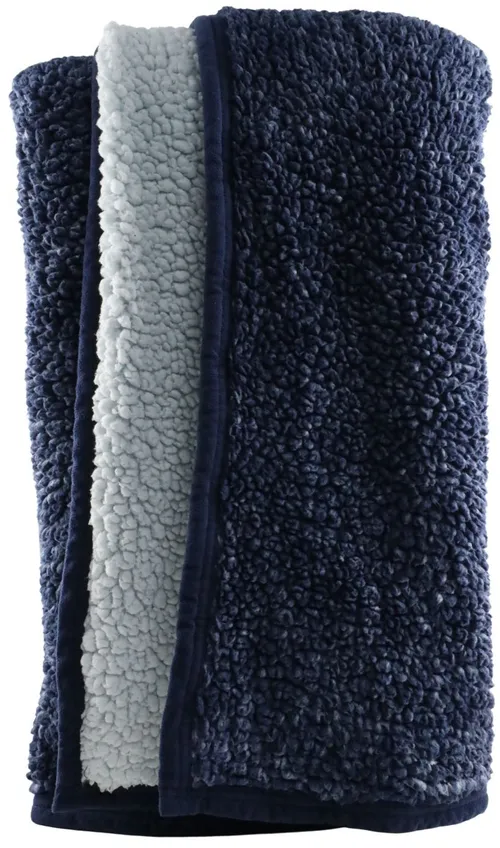 Navy Blue Throw Blanket With Light Blue Reverse