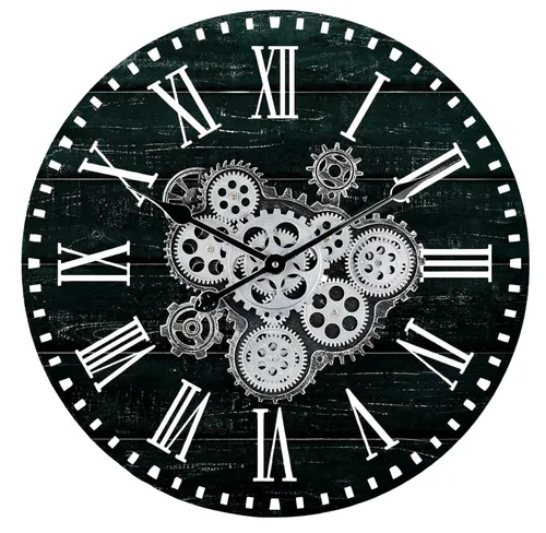 Black Moving Gears Wall Clock