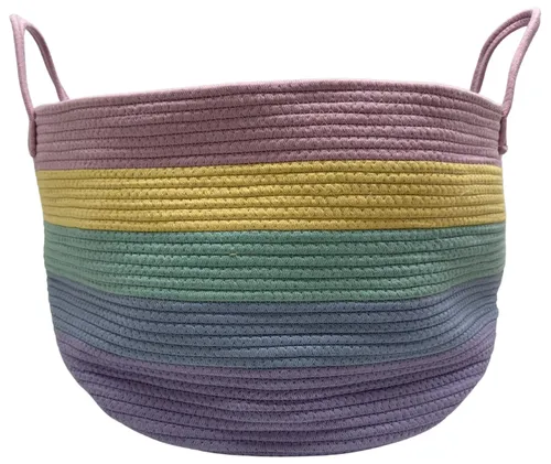 Pastel Rainbow Woven Storage Basket