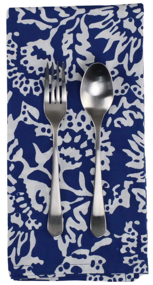 Navy Blue & White Thistle Pattern Napkin