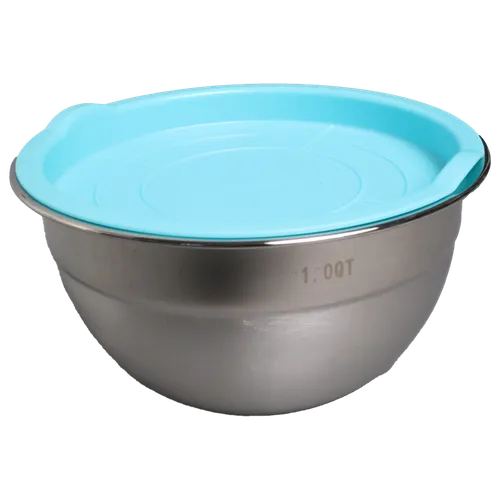 1.0 Quart Stainless Steel Mixing Bowl With Blue Lid