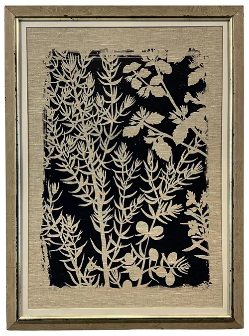 Floral On Fabric In Silver Frame