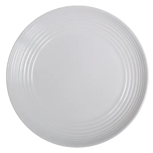 White Melamine Ribbed Rim Dinner Plate
