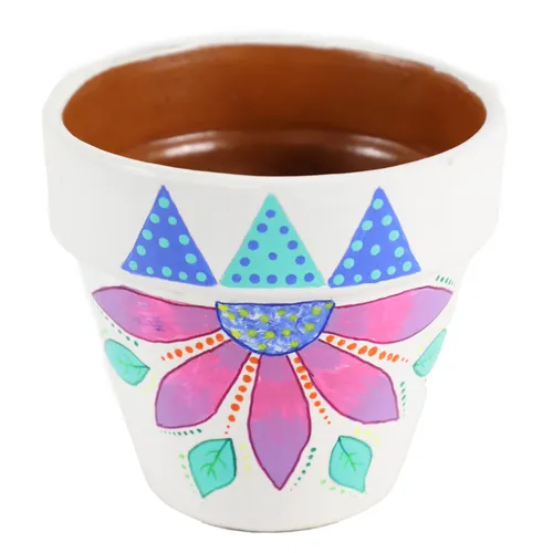Yellow Bird Painted Terra-cotta Plant Pot