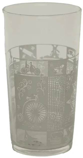 Vintage Clear Juice Glass With White Americana Print