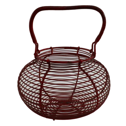 Red Plastic Coated Metal Wire Egg Basket