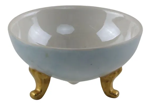 Pastel Blue Porcelain Bowl With Gold Feet